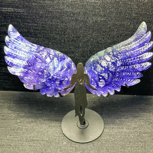 Natural Polished Hand carved Fluorite Wing Healing