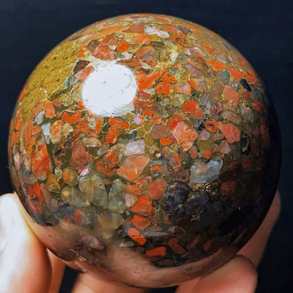 508G Natural Plum blossom Agate Sphere Ball Crystal Stone Madagascar