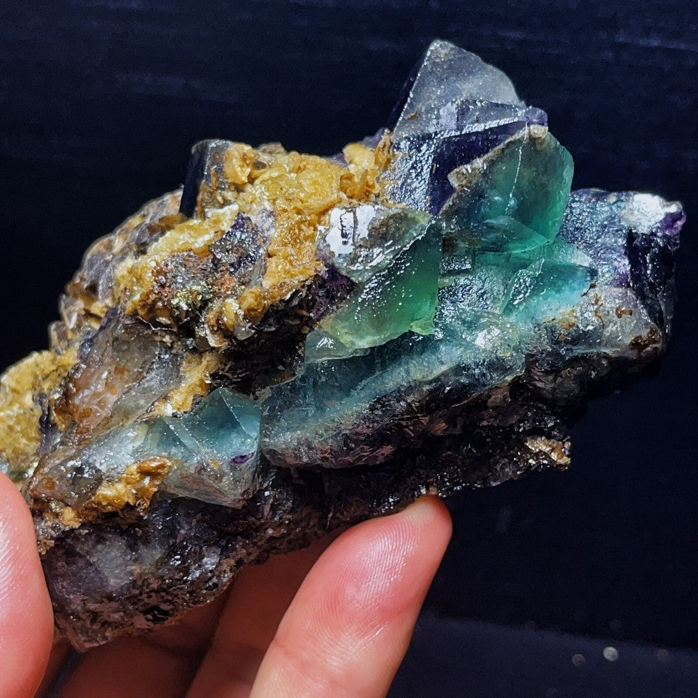 Extremely Top Phantom Cubic Fluorite Copper ore symbiotic crystals Specimen