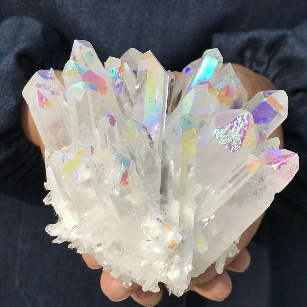 400 g + Cristal de quartz arc-en-ciel Amas de titane VUG Minéral Entretien des spécimens 