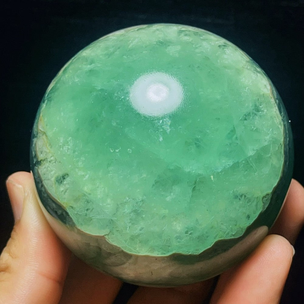 774G Natural Polished Green Fluorite Sphere Ball Crystal Healing