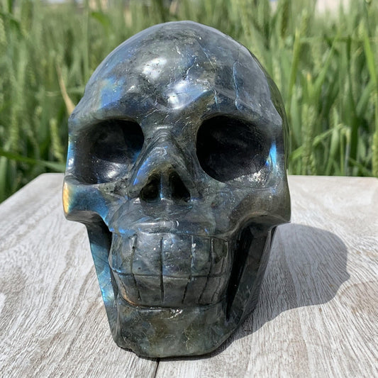 3.65LB Top Natural Labradorite Quartz Skull carved Crystal skull Reiki Healing