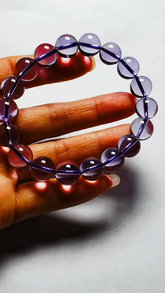 Real Tibetan High Altitude Clear Purple Amethyst Crystal Bracelet Bead 11 mm