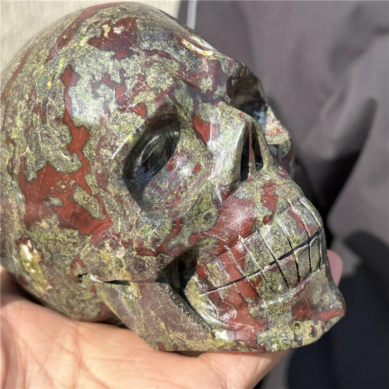 3LB Natural Dragon Blood Skull Carved Quartz Crystal Reiki Healing Mineral