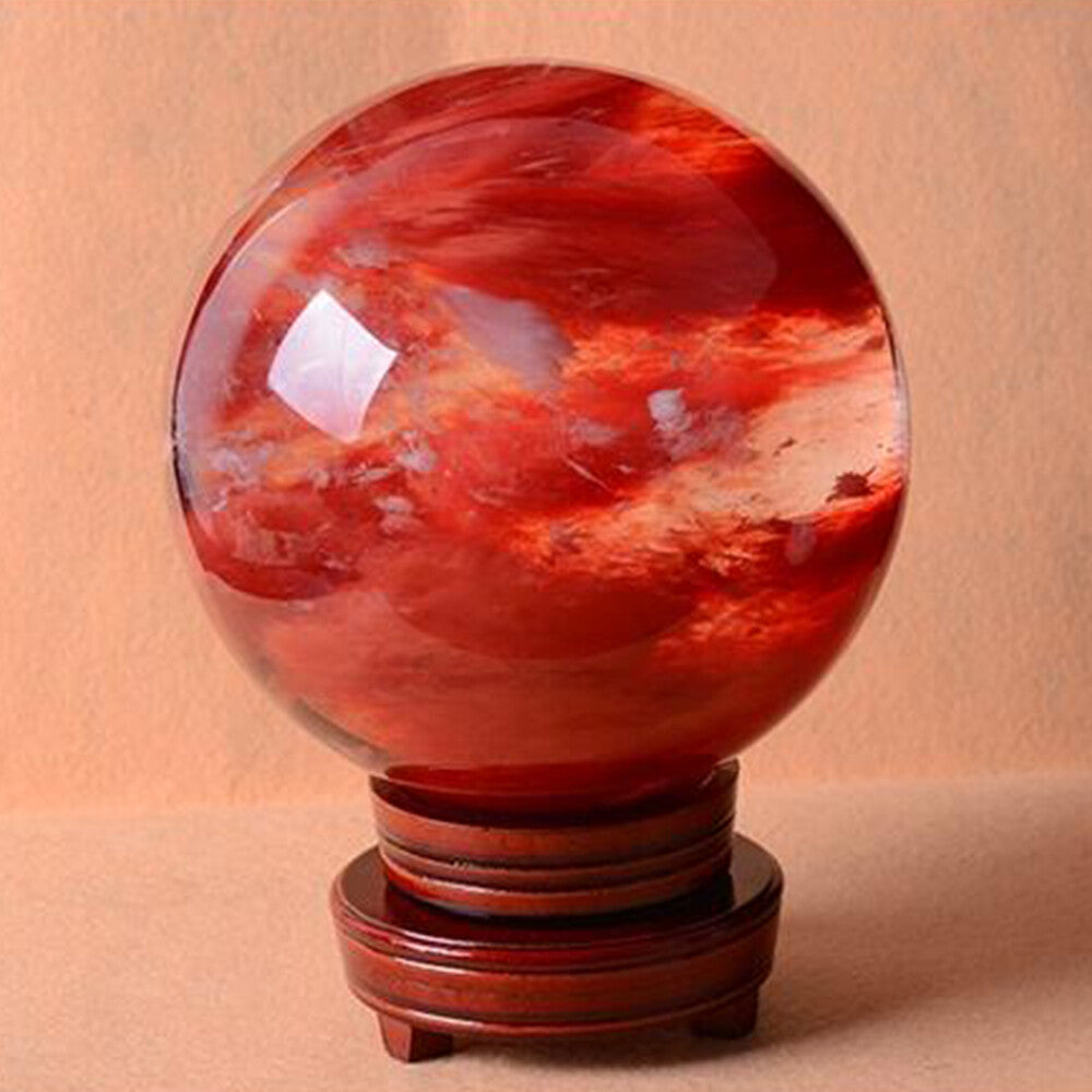 Natural Red Melting Stone Quartz Crystal Sphere Ball Healing Reiki Decor 3-6cm