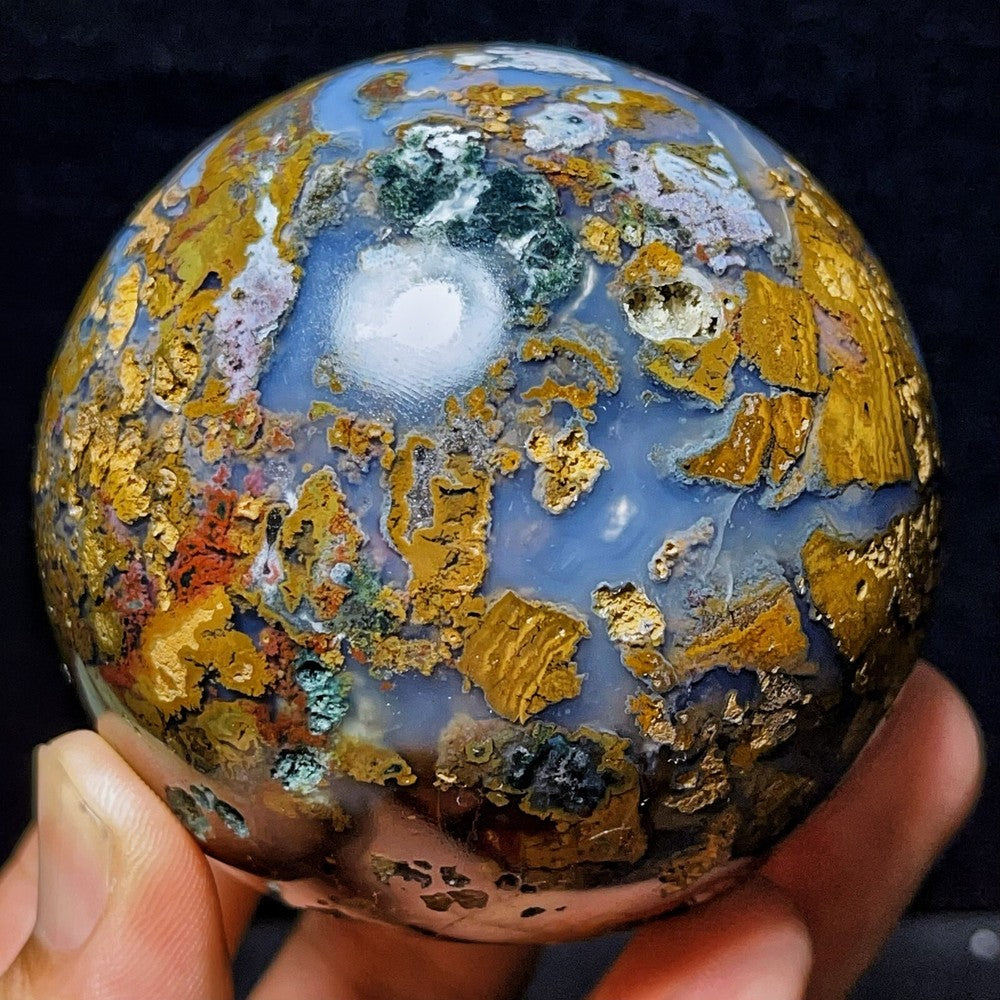 516G Natural Polished Orbicular Ocean Jasper Sphere Crystal Healing L2777