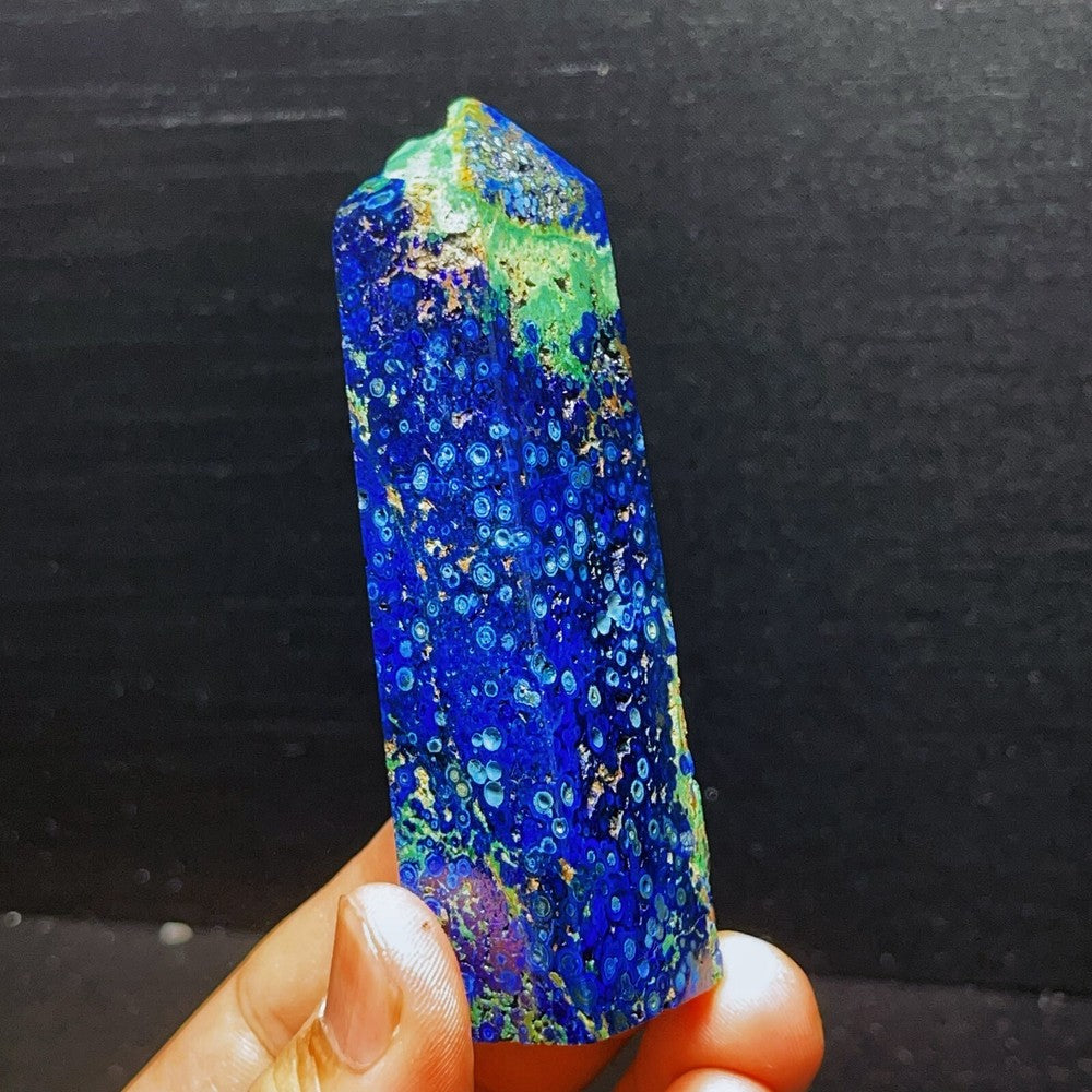 133G Natural Polished Phoenix Blue Gold Sharp Tower Crystal Healing
