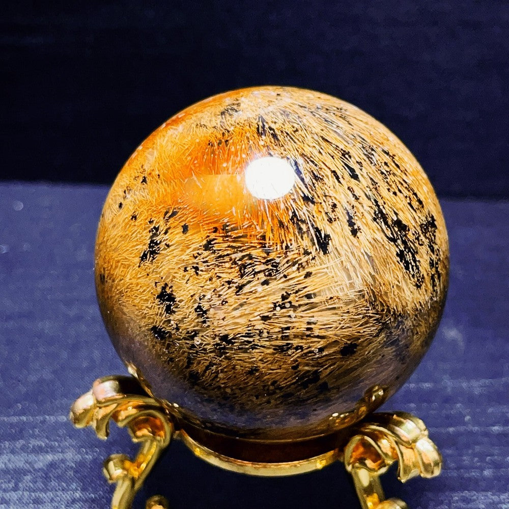 356G Natural Beautiful Golden Hair Rutilated Quartz Crystal Sphere Healing