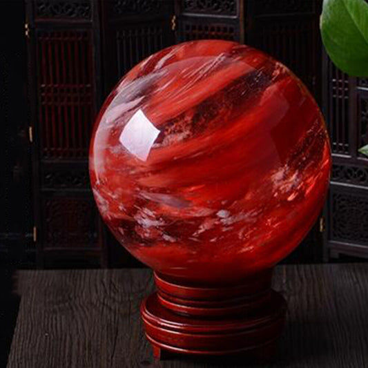 Natural Red Melting Stone Quartz Crystal Sphere Ball Healing Reiki Decor 3-6cm
