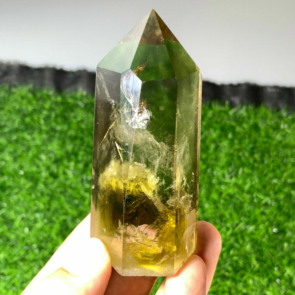 1pcs Natural smoky citrine quartz obelisk crystal wand point healing 60g+ 6CM+