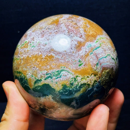 967G Natural Polished Ocean Jasper Sphere Ball Crystal Stone Healing