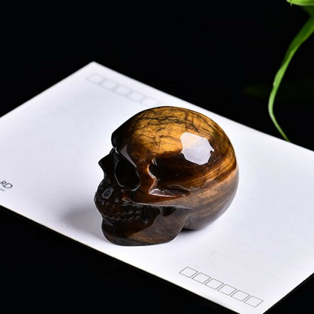 Hand Carved Tiger Eye Crystal Skull, Gemstone Skull natural 1PC