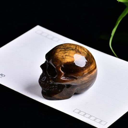 Hand Carved Tiger Eye Crystal Skull, Gemstone Skull natural 1PC