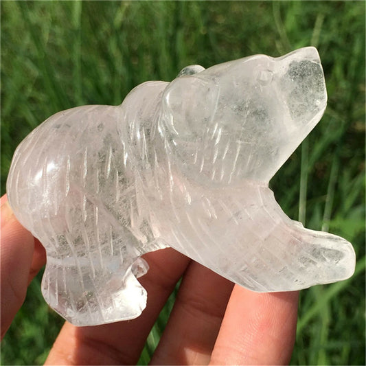 Natural Clear Quartz Bear Quartz Crystal Carved Crystal Bear Healing 1PC