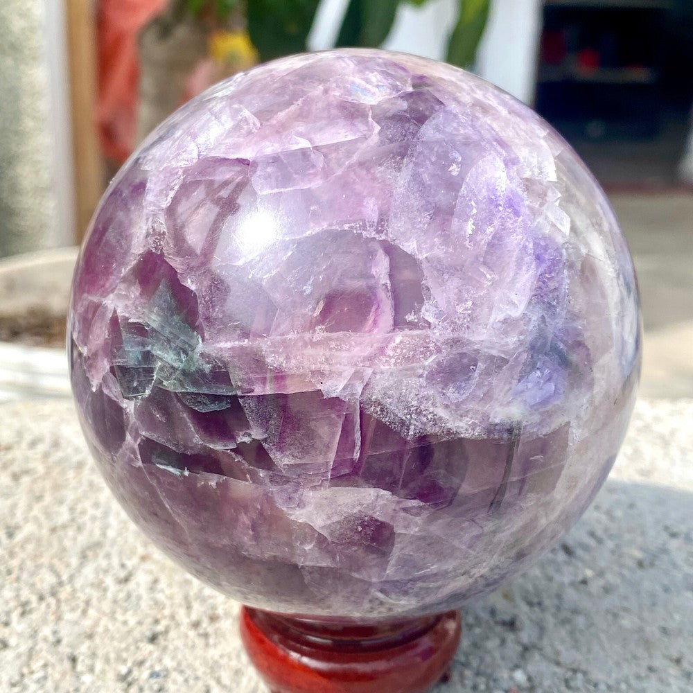 Boule de fluorite violette naturelle de 2,71 lb, sphère de guérison en cristal de quartz, Reiki 