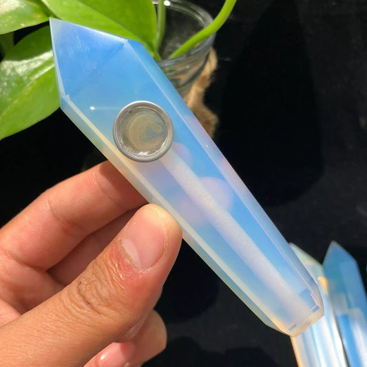 Opalit Quartz Smoking Pipe Crystal Point Obelisk Wand Reiki Healing Gem Gift