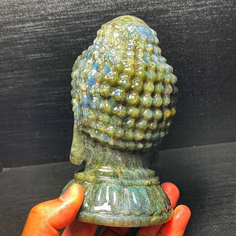 1508G Natural Polished labradorite Hand carved Buddha statues Healing