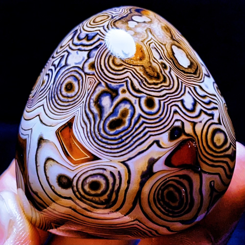 Agate naturelle polie à bandes de soie, agate dentelle, cristal de guérison 