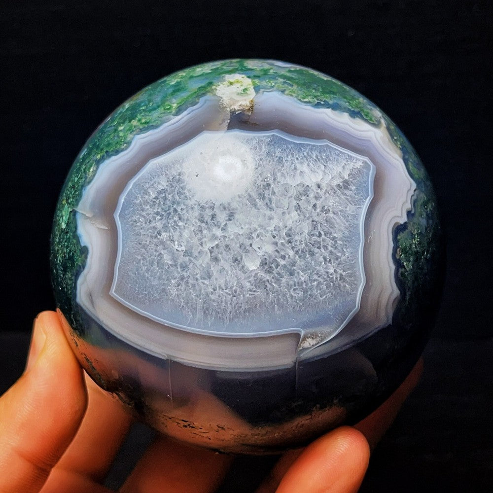 1118G Natural Polished Moss Agate Sphere Agate Crystal Ball Healing