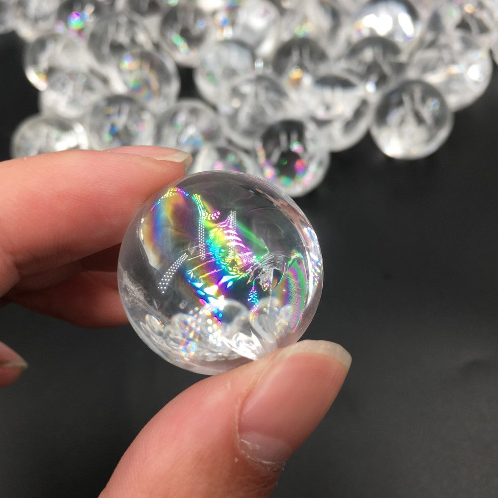Natural Clear Quartz sphere Rainbow Crystal Ball reiki Healing care 40g+