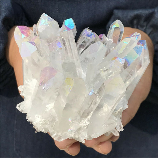 400 g + Cristal de quartz arc-en-ciel Amas de titane VUG Minéral Entretien des spécimens 