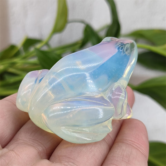 2" Hand Carved Opalite Frog Quartz Crystal Frog Crystal Skull gem gift 1PC