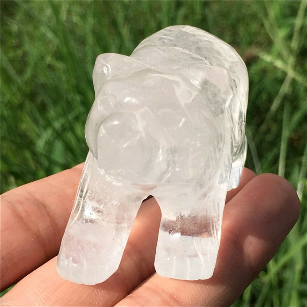 Natural Clear Quartz Bear Quartz Crystal Carved Crystal Bear Healing 1PC