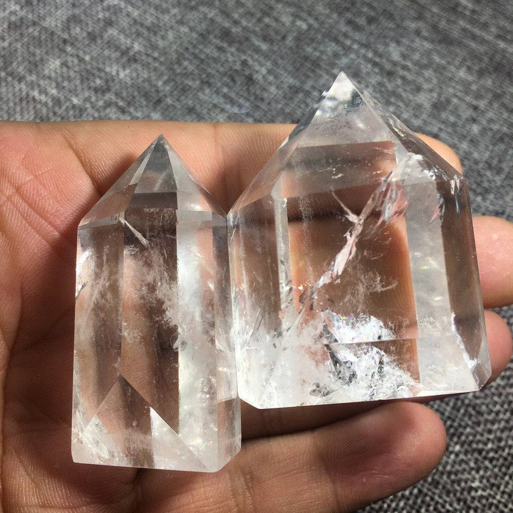 Natural Quartz clear Crystal Obelisk Wand Energy Healing 2PCS