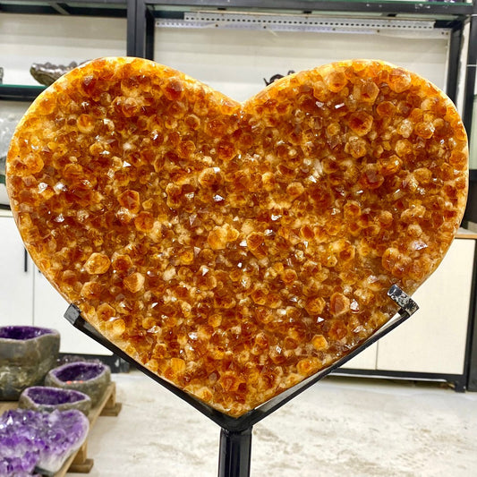 17.93LB Natural yellow crystal hand carved love crystal spiritual healing