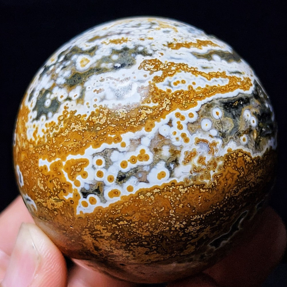 295G Natural Polished Orbicular Ocean Jasper Sphere Crystal Healing