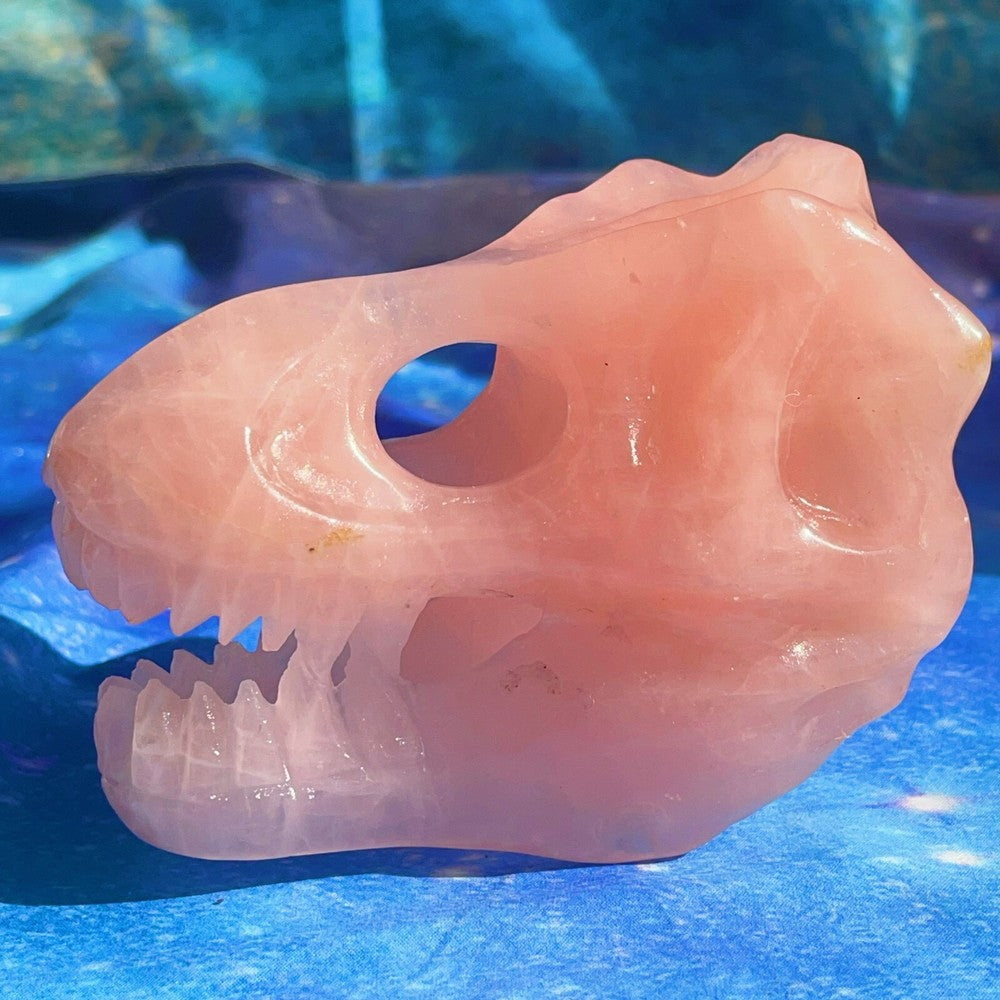 550G Natural Polished Hand carved Powder crystal Dinosaur Skull