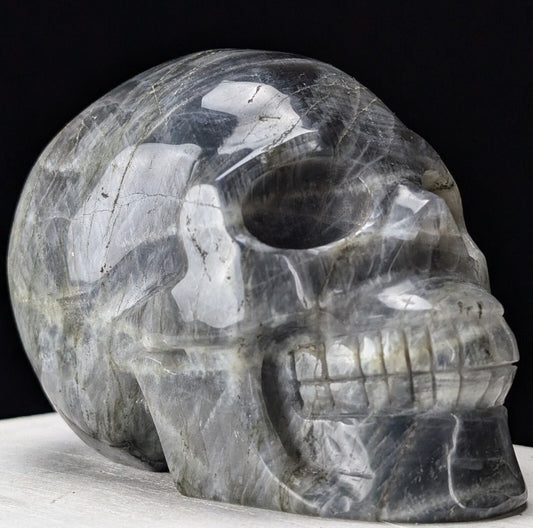 Labradorite Skull Carving Purple Flash Large Big Huge Crystal Chakra