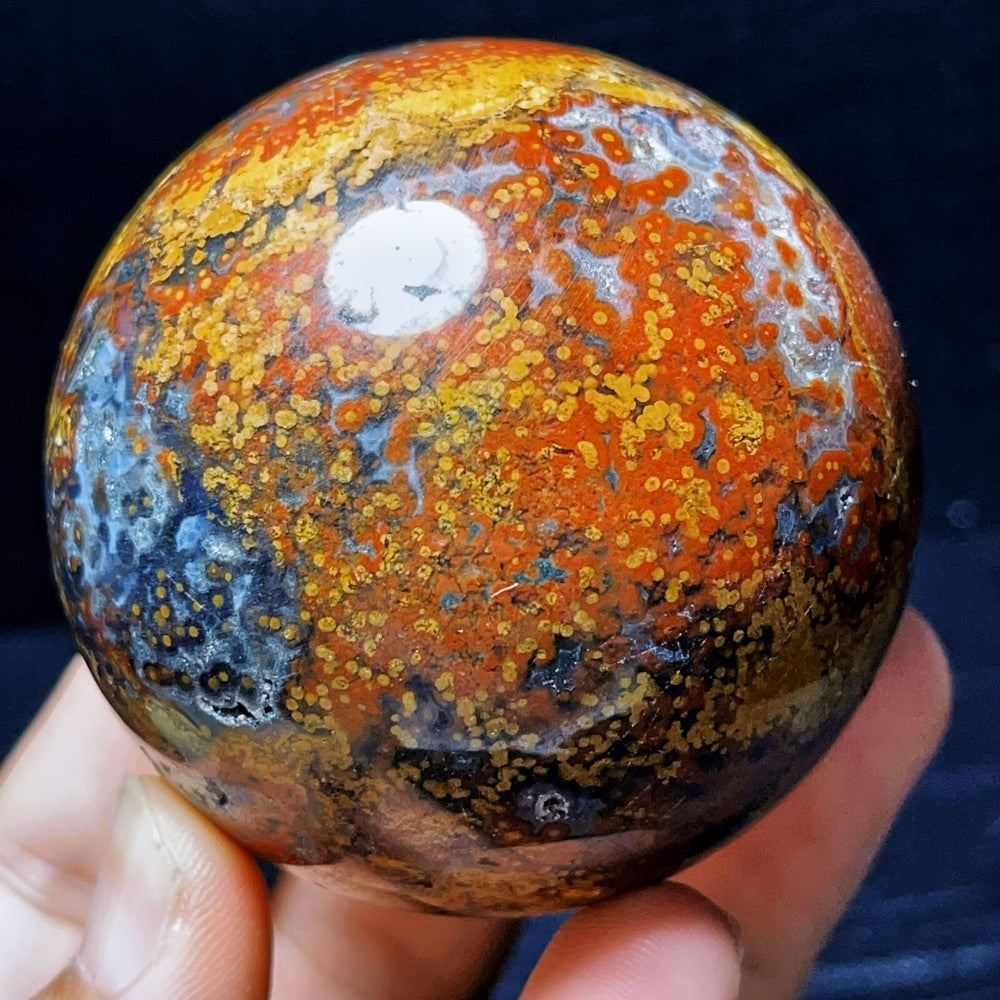373G Natural Polished Orbicular Ocean Jasper Sphere Crystal Healing