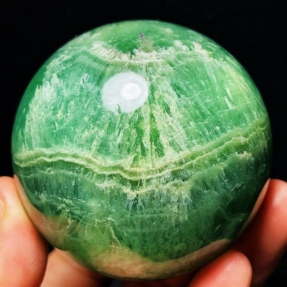 633G Natural Polished Green Fluorite Sphere Ball Crystal Healing