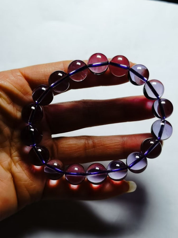 Real Tibetan High Altitude Clear Purple Amethyst Crystal Bracelet Bead 11 mm