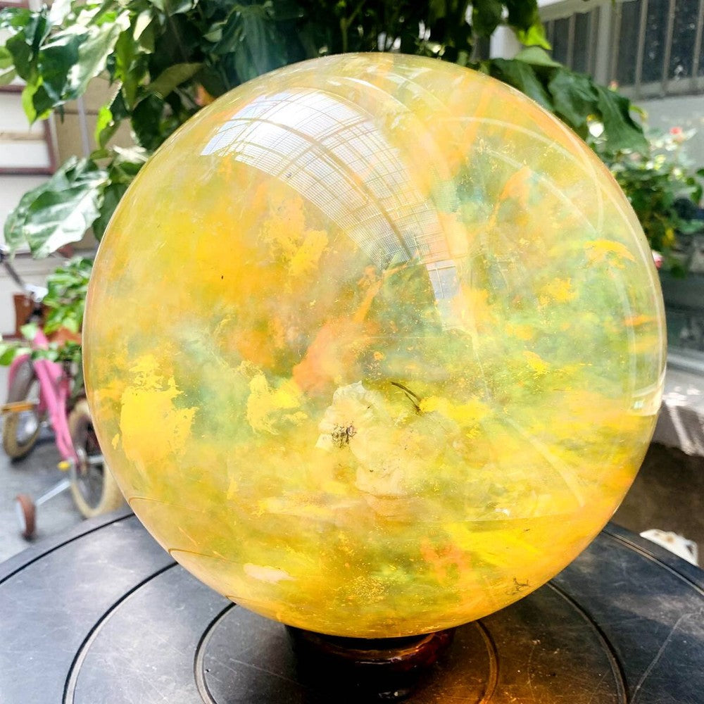 25.96LB Yellow melting stone quartz crystal sphere crystal ball  reiki