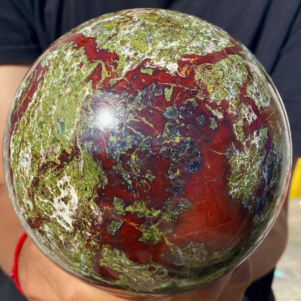8.79LB Natural dragon blood stone quartz sphere crystal ball reiki healing