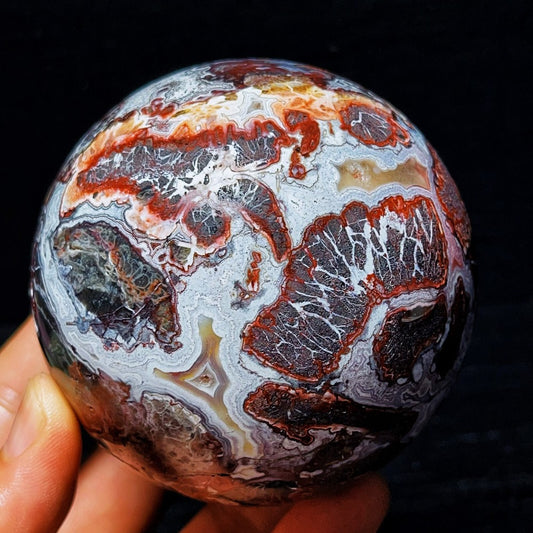 811G Natural Polished Mexico Crazy Agate Sphere Ball Crystal Healing