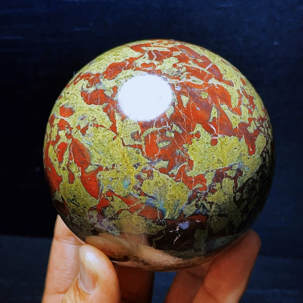 1216G Natural Polished Dragon Blood Stone Sphere Ball Crystal Healing