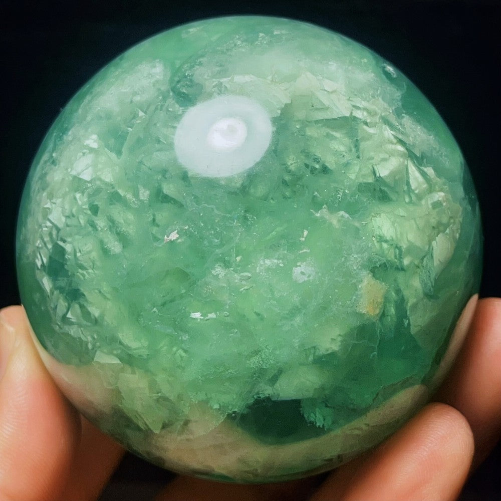 774G Natural Polished Green Fluorite Sphere Ball Crystal Healing