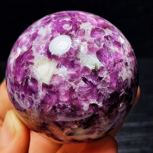 287G Natural Plum Blossom Tourmaline Unicorn Gem Crystal Ball Healing