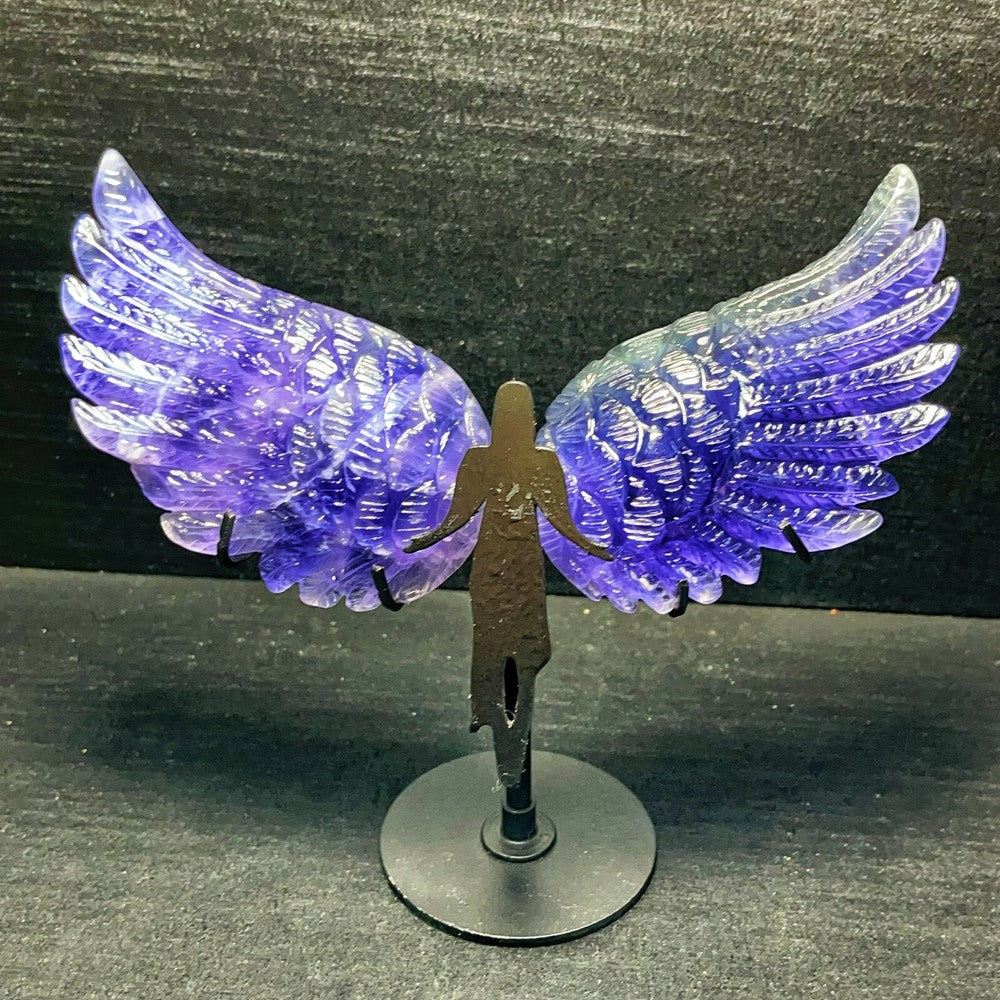 Natural Polished Hand carved Fluorite Wing Healing