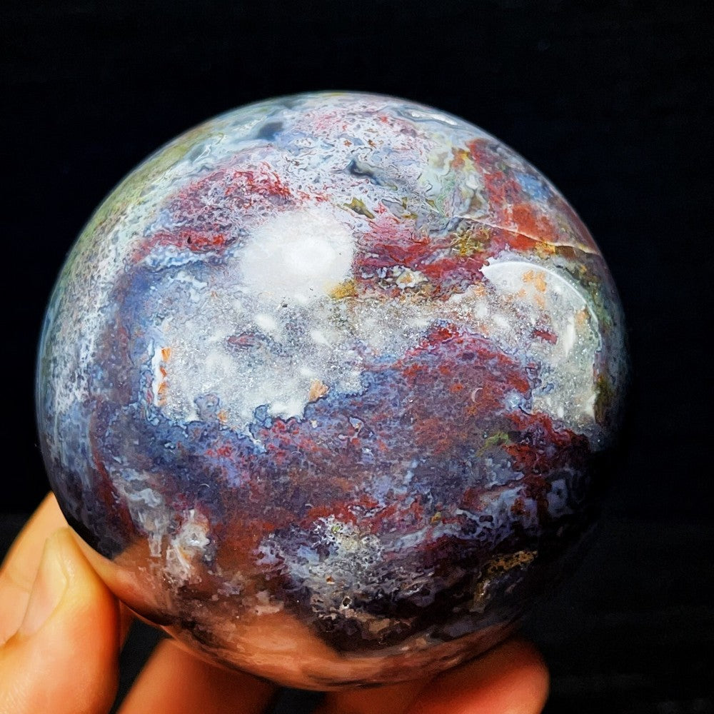 783G Natural Polished Moss Agate Sphere Agate Crystal Ball Healing