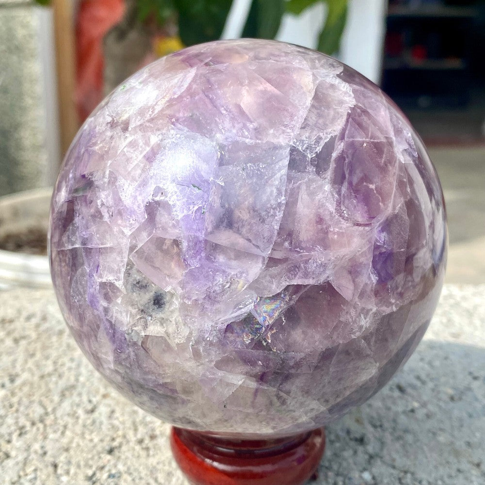 Boule de fluorite violette naturelle de 2,71 lb, sphère de guérison en cristal de quartz, Reiki 