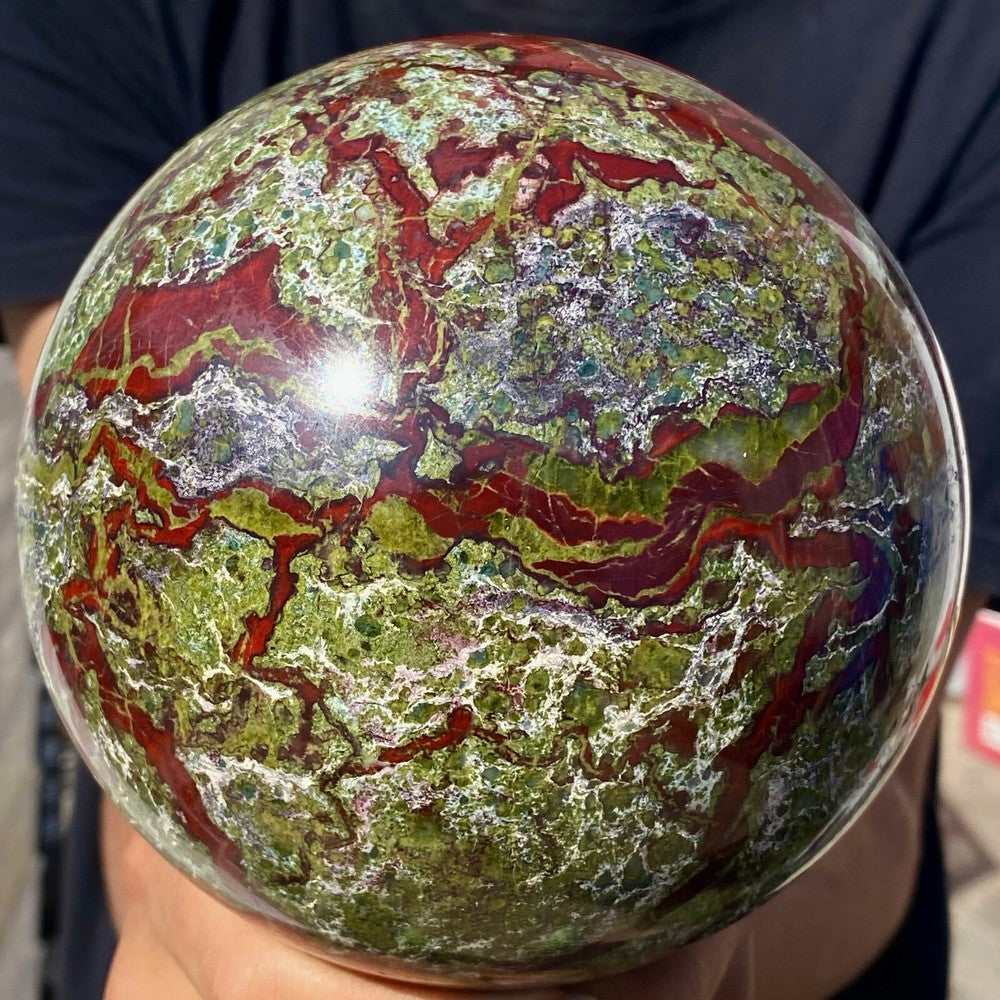 8.79LB Natural dragon blood stone quartz sphere crystal ball reiki healing