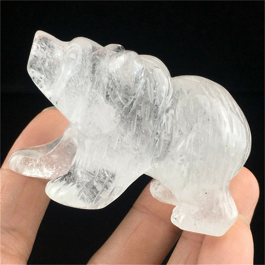 Natural Clear Quartz Bear Quartz Crystal Carved Crystal Bear Healing 1PC