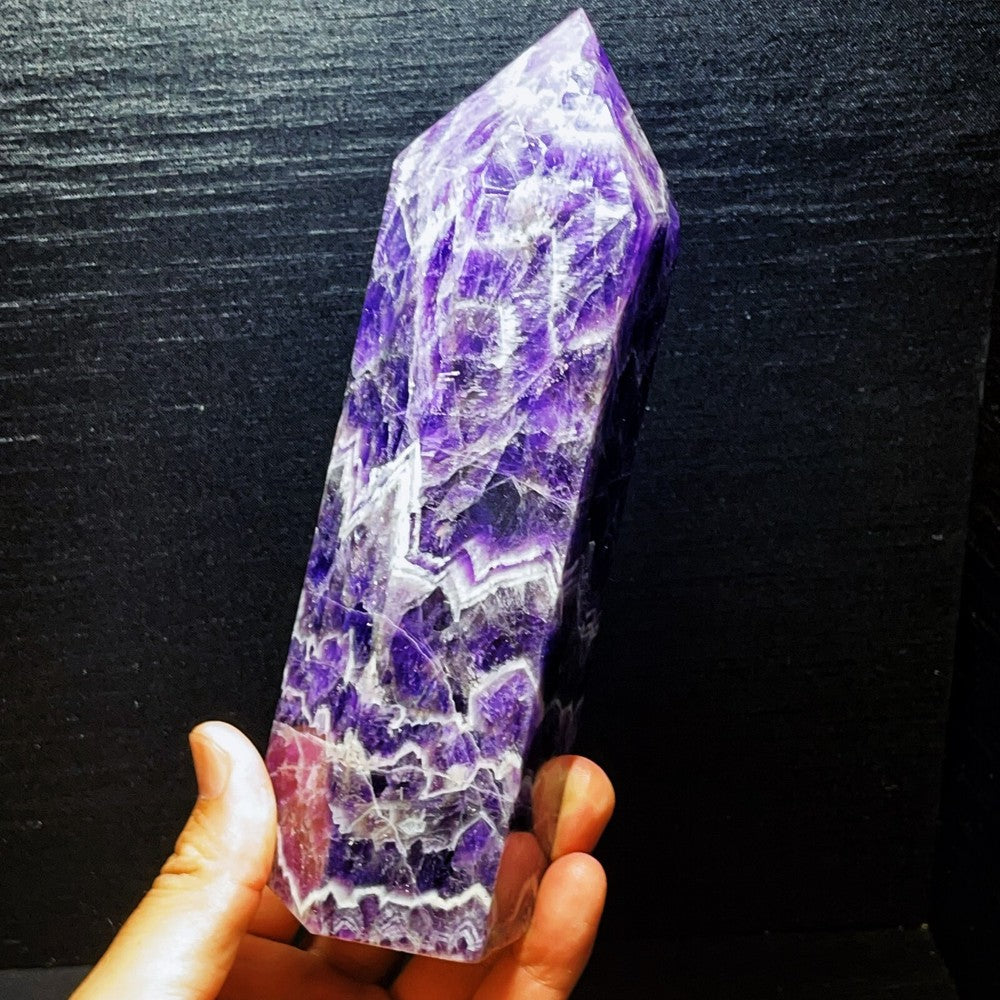 1173G Natural Polished Dream Amethyst Three Tower Crystal Tower Healing