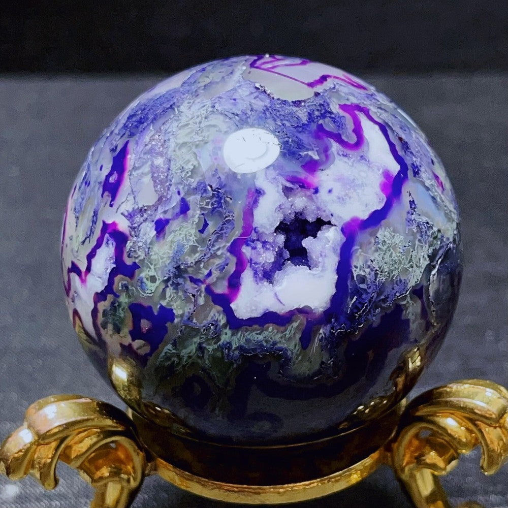 Beautiful Colorful Purple Agate Crystal Quartz Ball Healing