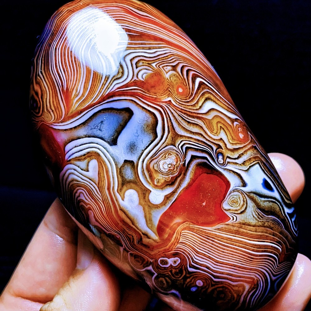 Agate naturelle polie à bandes de soie, cristal d'agate dentelle de Madagascar 
