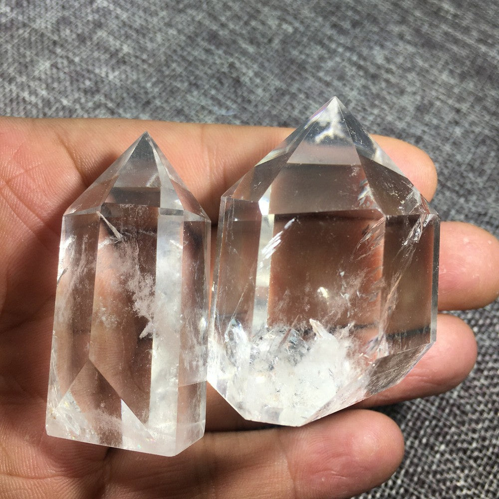 Natural Quartz clear Crystal Obelisk Wand Energy Healing 2PCS